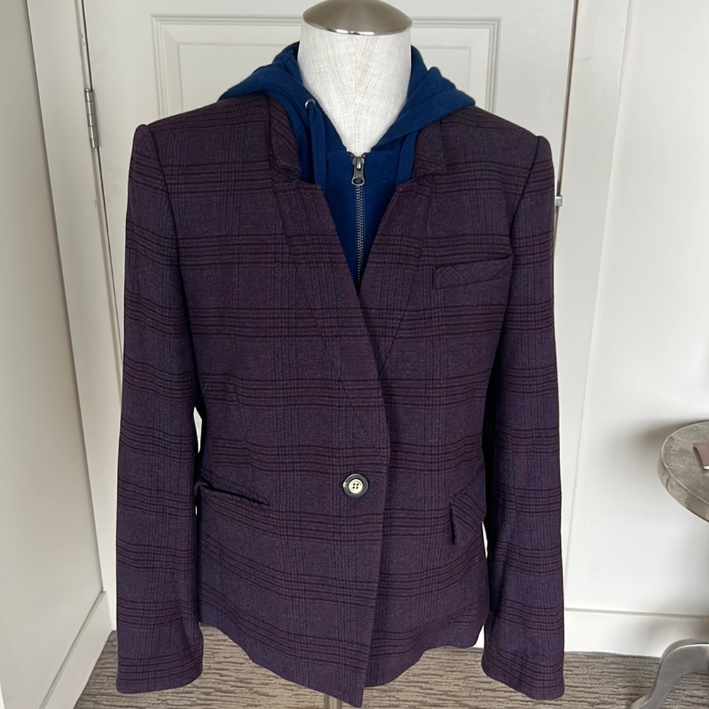Veronica Beard Deep Purple Plaid Blazer